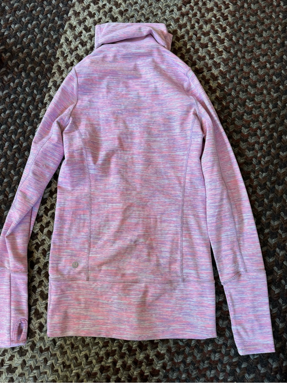 lululemon Scuba Full-Zip Hoodie Striped Pink Purple Size 2 Thumbholes - Picture 8 of 12